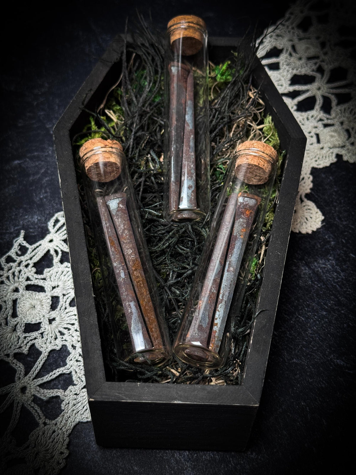 Antique "Coffin" Nail Curiosity Bottle