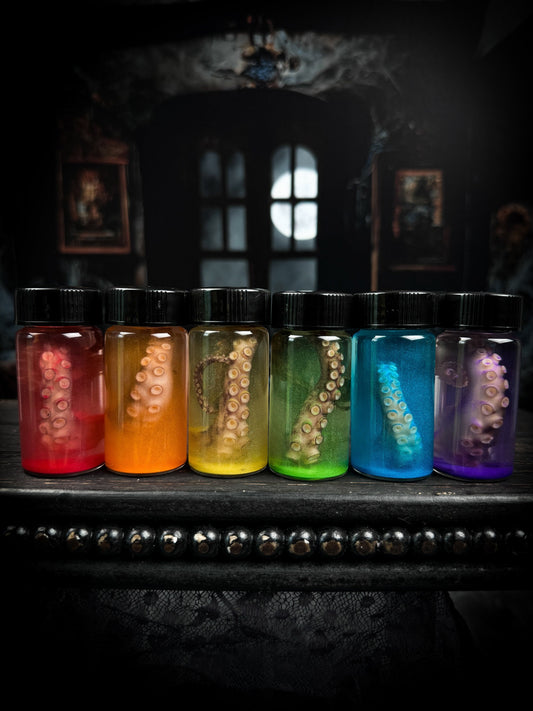 Octopus Tentacle Wet Specimen Vial Rainbow Colored Oddity